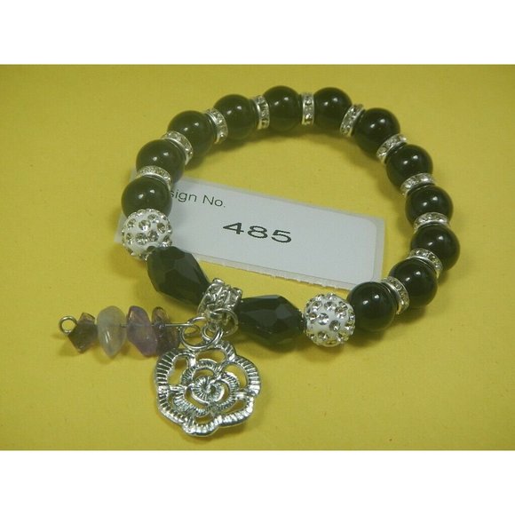 Amethyst Gemstone-Energy Jewelry-Fashion Stretch-Bracelet-Beaded- Charms -485 - Picture 6 of 6